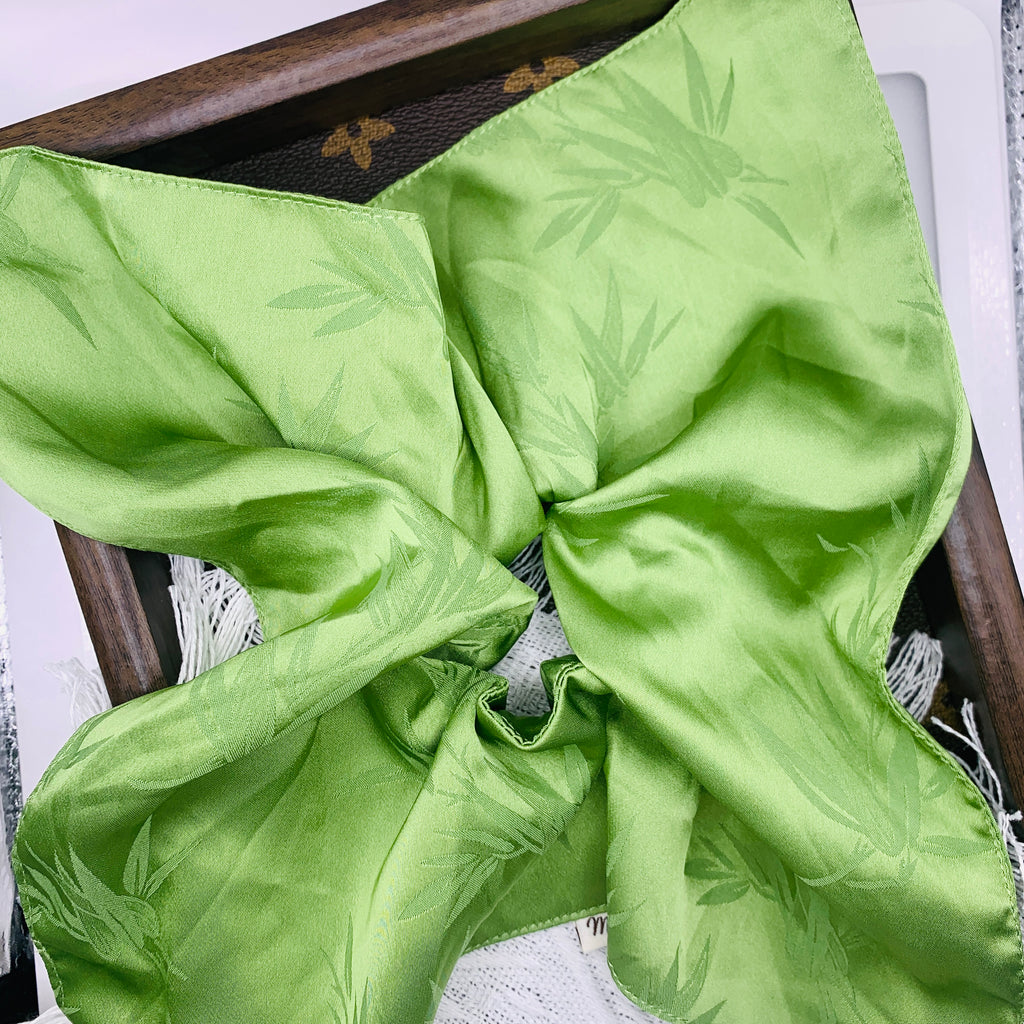 Green Satin Scrunchie Square 025