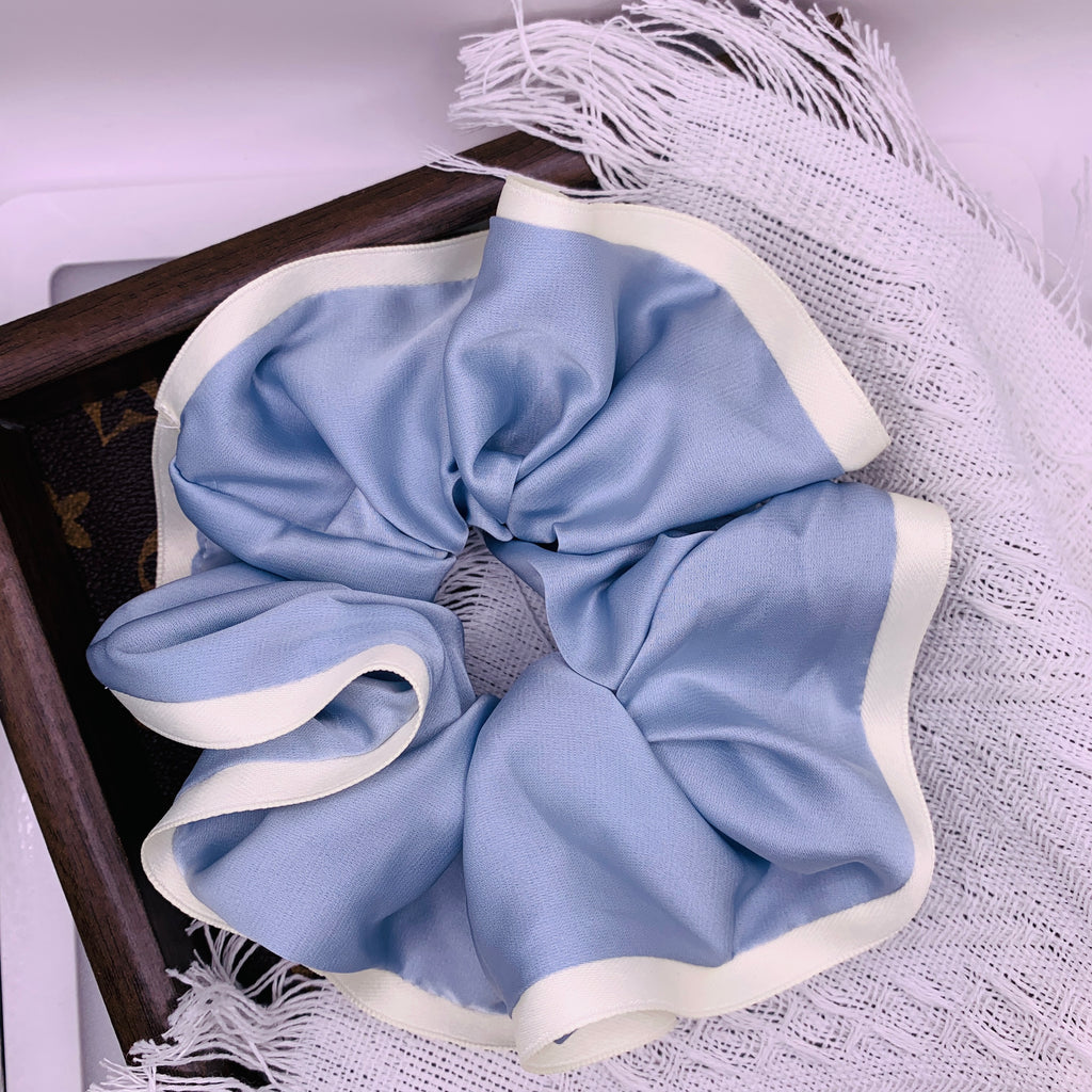 Blue Satin with white line 048