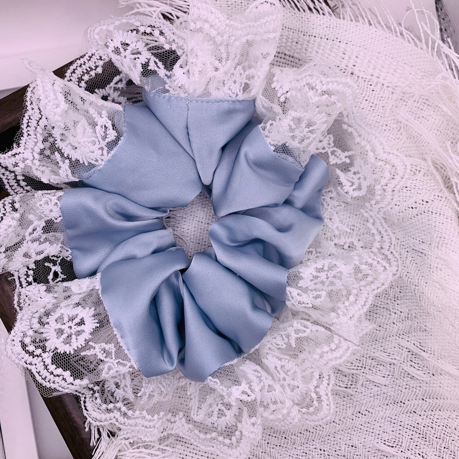 Blue Satin with Lace 059