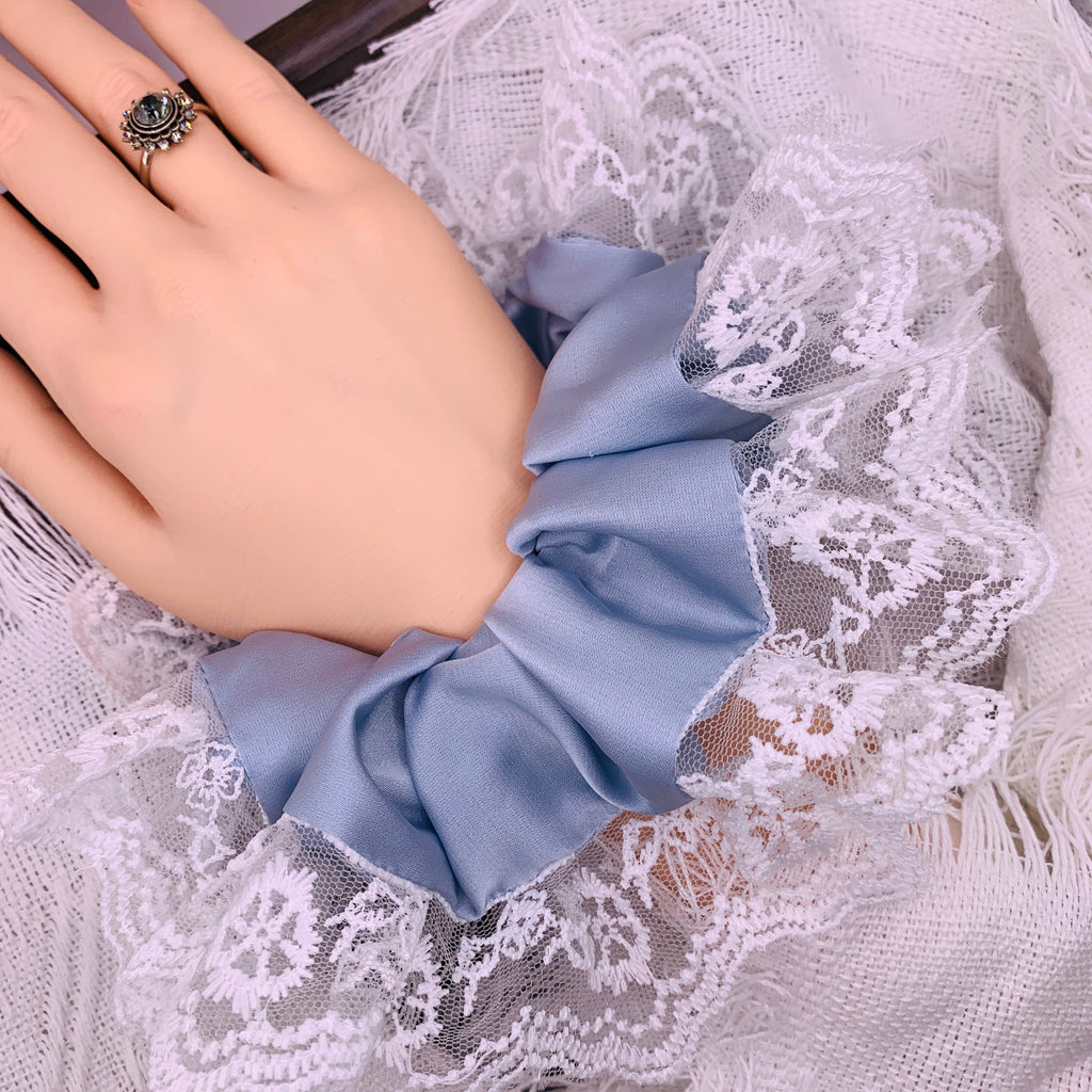 Blue Satin with Lace 059