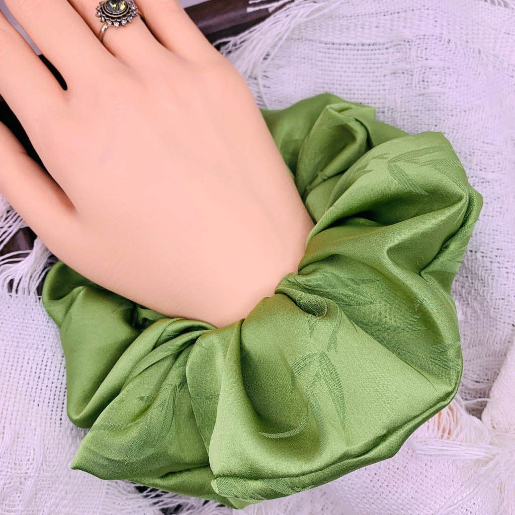 Green Satin Scrunchie 075
