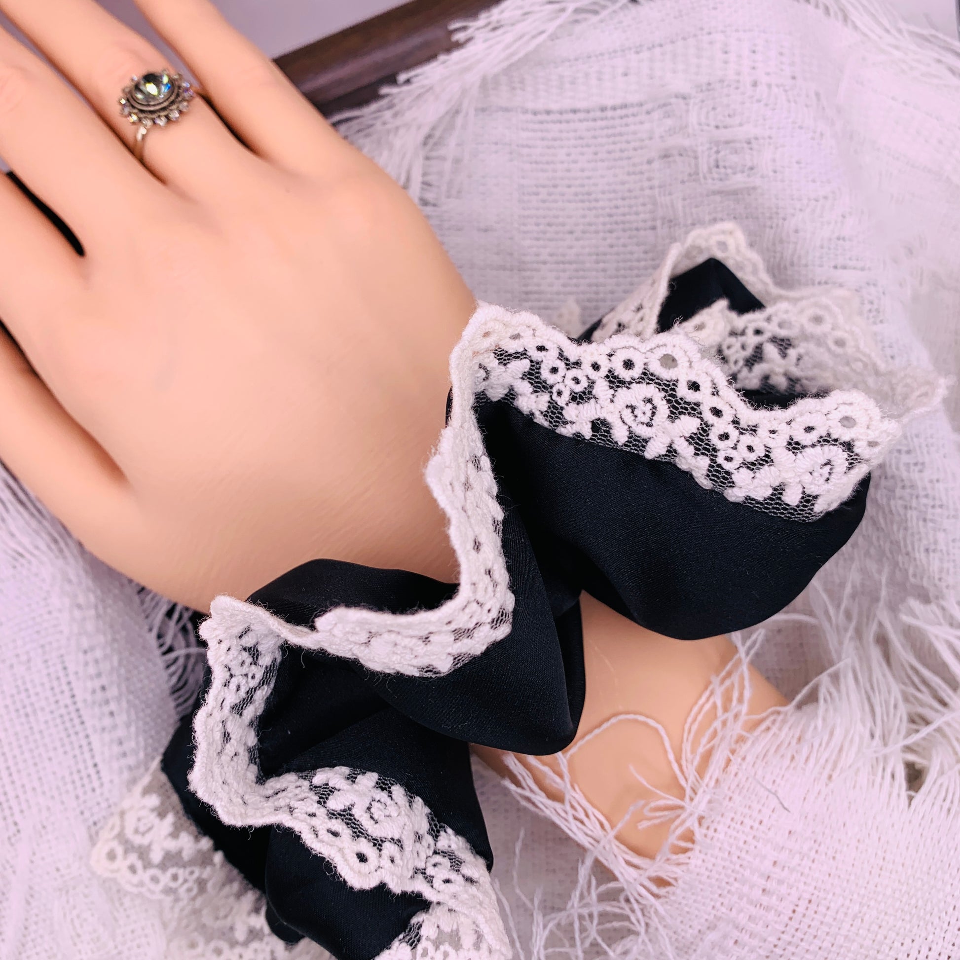 Classic Black Satin with Lace 078